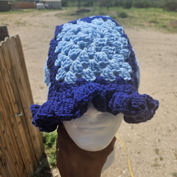 Accessories - Handmade Blue Crochet Ruffle Hat